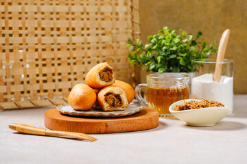 Luti Gendang is Anambas (Indonesia) island special food, make from eggs, flour, filled with grated fish.