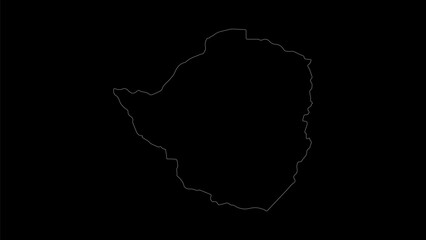 Zimbabwe map vector illustration. Drawing with a white line on a black background.