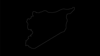 Syria map vector illustration. Drawing with a white line on a black background.