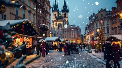 Obraz premium Explore global Christmas traditions, from the festive markets of Europe to the vibrant celebrations of Latin America. 