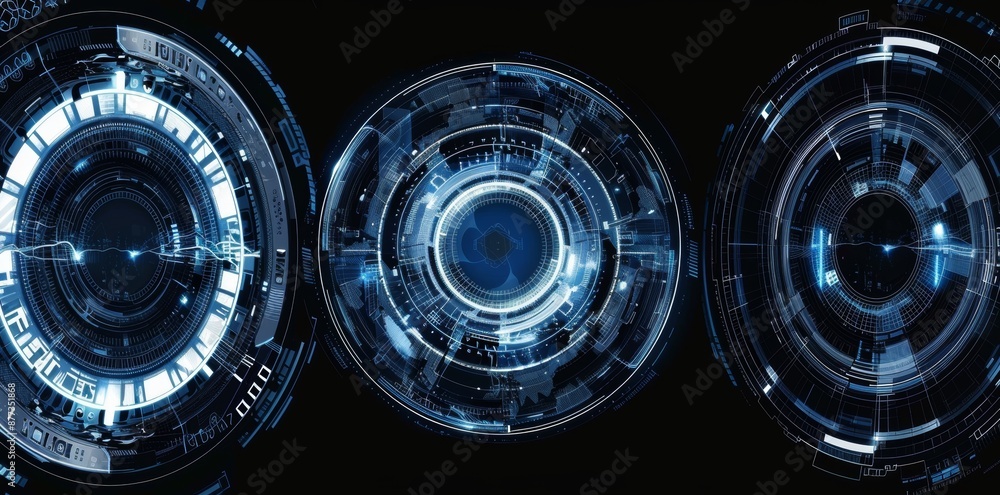Aufkleber holographic circle with transparent background. hud abstract with circle.