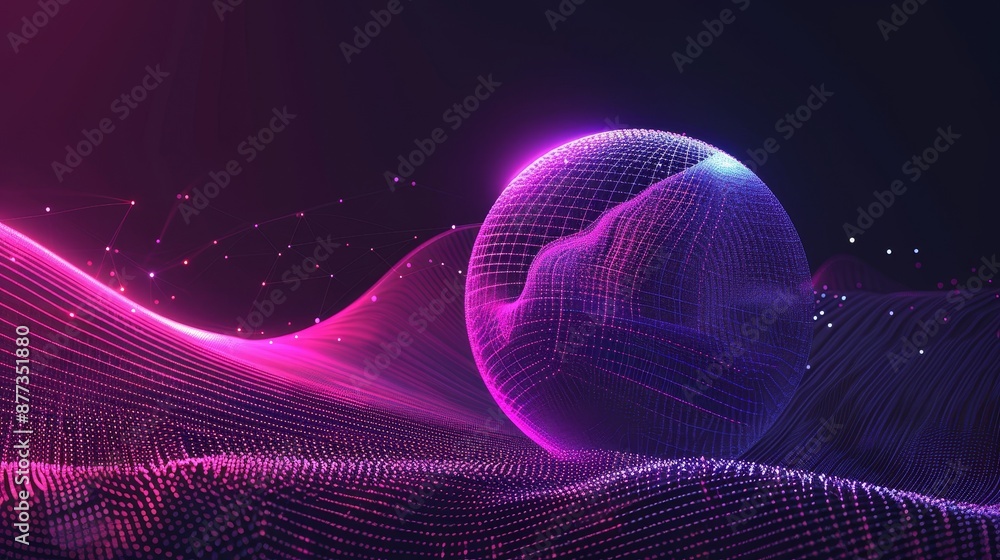 Poster sphere with particles and lines. world network diagram. futuristic illustration. digital connections
