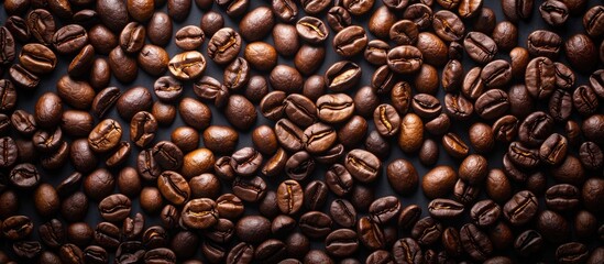 Obraz premium Roasted coffee beans can serve as a backdrop for a copy space image