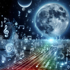 Obraz premium musical moon abstraction