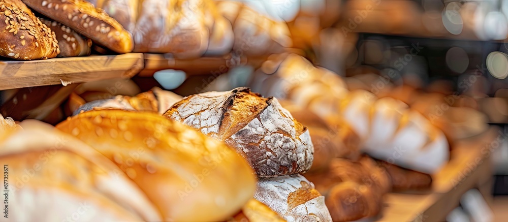 Poster varieties of fresh homemade breads displayed in the background with a perspective view ideal for sho