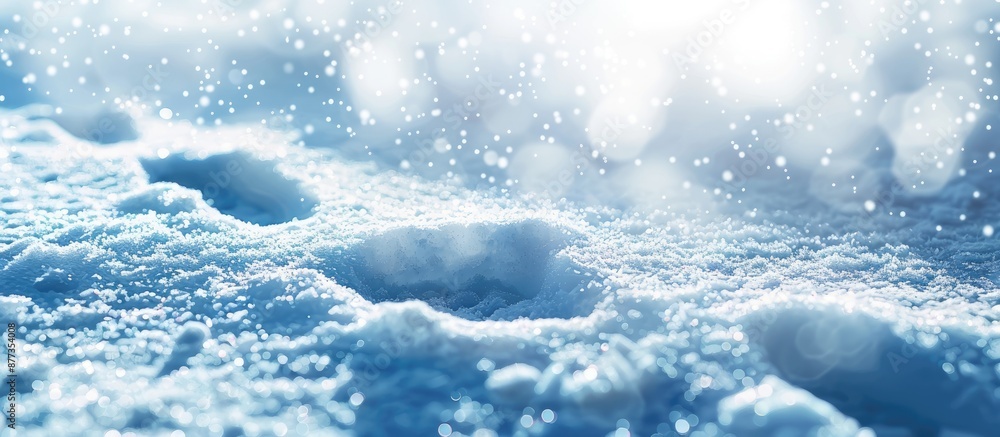 Poster snowy footprints with a spot for your text in the image. copy space image. place for adding text and