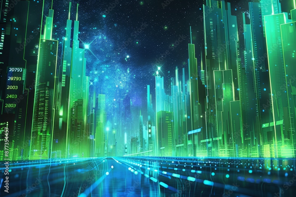Poster background of futuristic retro style from the 80's. digital or cyber surface with neon lights and ge