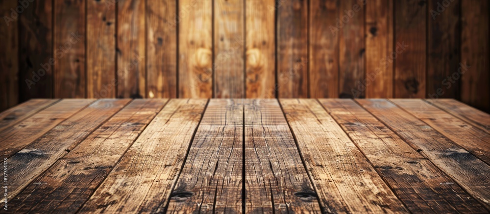 Poster brown planks in the background with a wooden table texture perfect for a copy space image