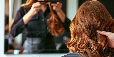 Woman getting her hair done at a salon