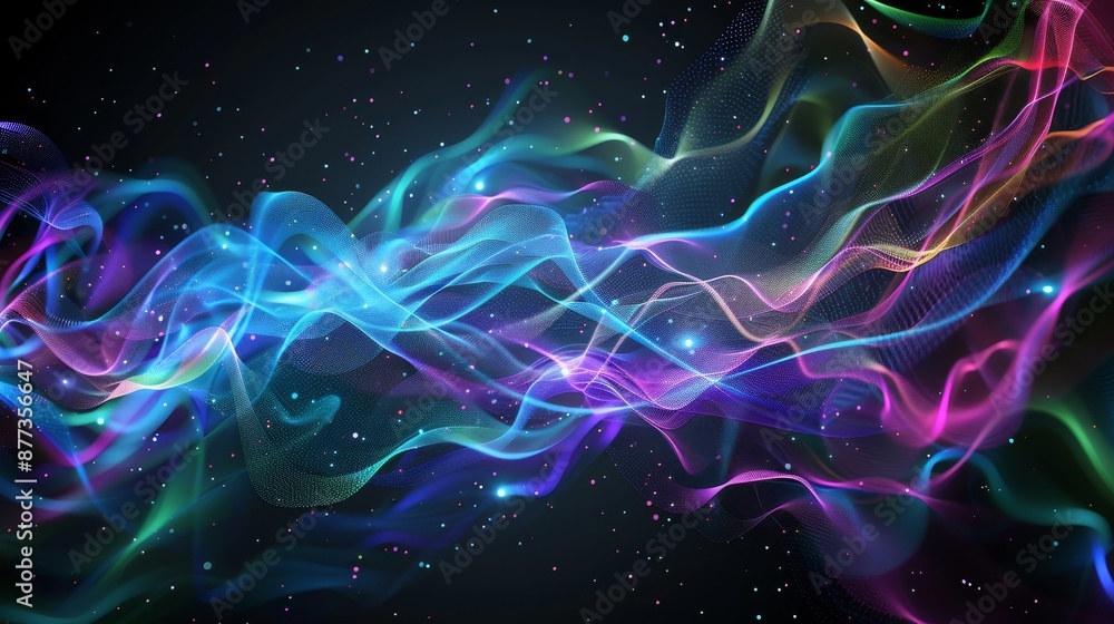 Poster this digital technology background is a 3d abstract digital design with gradient dots and lines. it 
