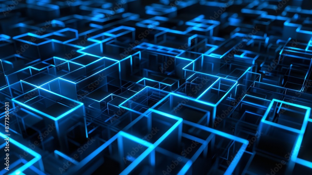 Poster concept about sending digital data on a network, based on the blockchain technology. 3d illustration
