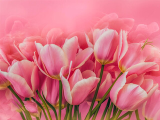 Fototapeta premium pink and white tulips