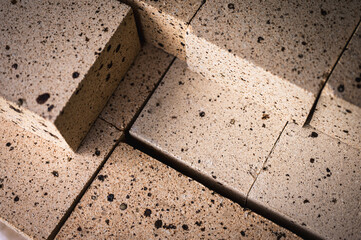 fireclay brick, stacked, background, bricks for masonry fireplaces, gray background