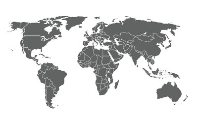 World map isolated on white background. for website layouts, background, education, precise, customizable, Travel worldwide, map silhouette backdrop, earth geography, political, reports.