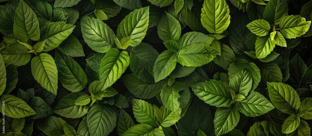 Poster green leaves create a natural backdrop with a textured pattern providing a pleasing copy space image