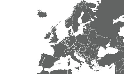 European political map isolated on white background. for website layouts, background, education, precise, customizable, Travel worldwide, map silhouette backdrop, earth geography, political, reports.