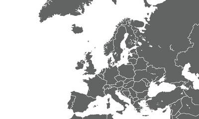 European political map isolated on white background. for website layouts, background, education, precise, customizable, Travel worldwide, map silhouette backdrop, earth geography, political, reports.