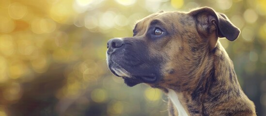 A young dog gazes into the distance with a dreamy expression representing a fresh and endearing addition to the family in this charming pet care themed copy space image
