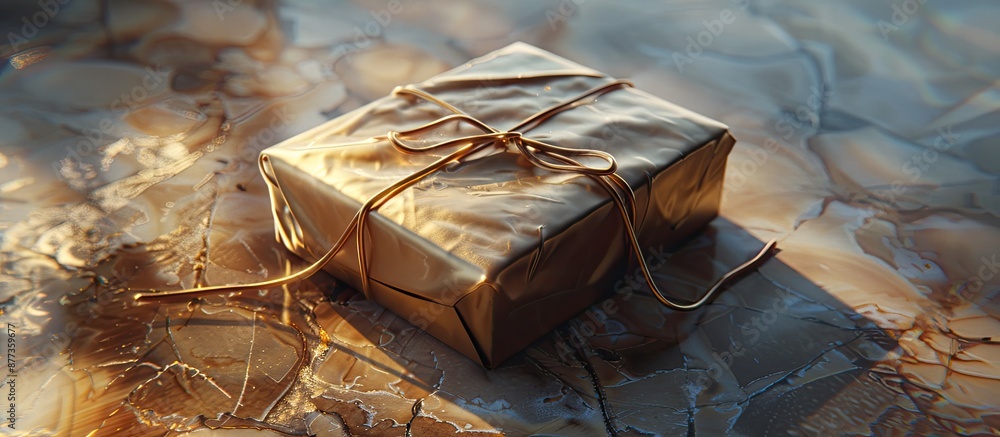 Poster presented in an elegantly wrapped parcel with copy space image
