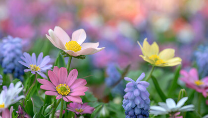 Wild flowers of clover and butterfly in a meadow in nature in the rays of sunlight in summer in the spring close-up of a macro. A picturesque colorful artistic image with a soft focus