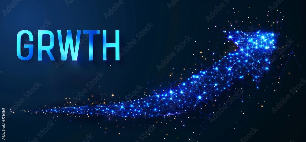 Poster abstract digital growth concept with arrow and futuristic network