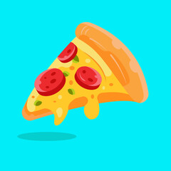 Slice Of Pizza icon Vector Illustration. Fast Food Concept Isolated Vector, flat illustration style