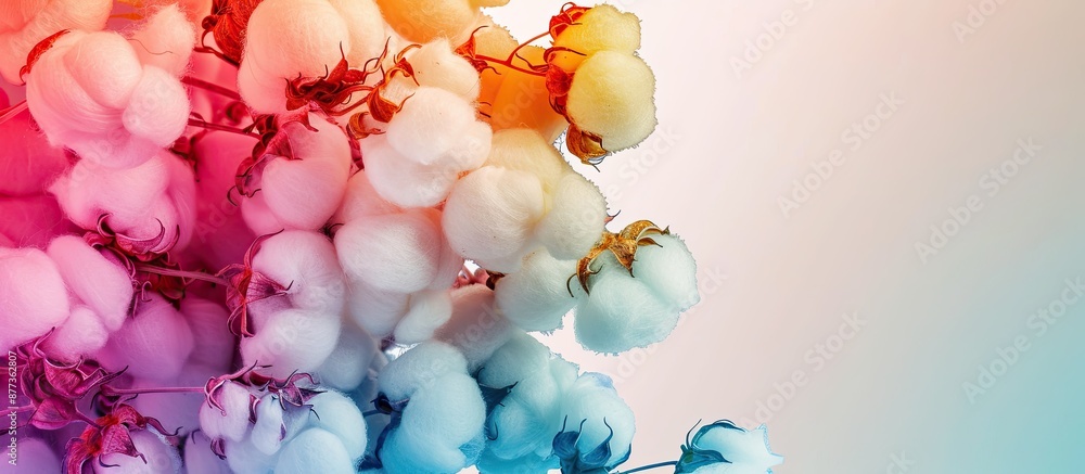 Poster cotton with various colors creating a vibrant copy space image
