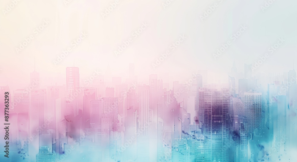 Poster skyline of a modern city building in contemporary color style with futuristic effects. urban develop