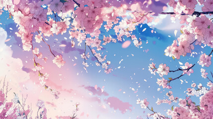 Beautiful Cherry Blossoms Blooming Under a Clear Blue Sky