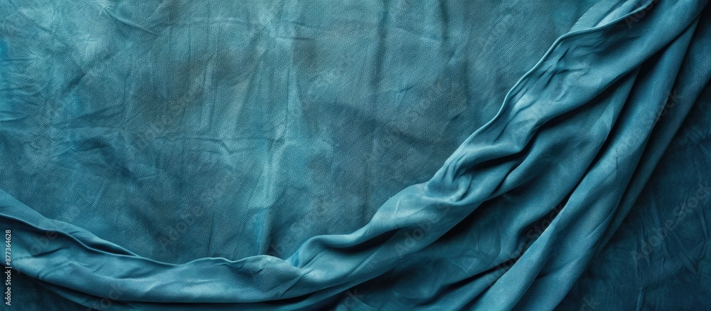 Poster blue textile backdrop with plain surface to be used as background or wallpaper featuring a blank are