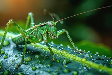 Fototapeta premium insects land on the grass professional photography