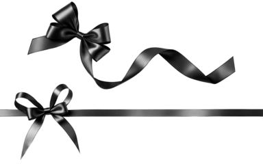 black ribbon bows on a transparent background