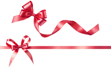 red ribbon bows on a transparent background