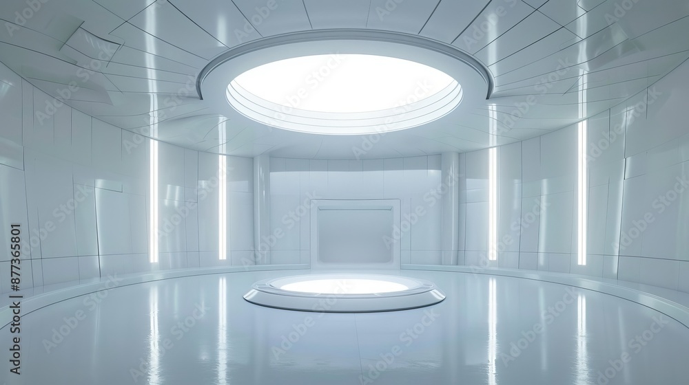 Poster rendering of a white laboratory or empty room with technology background and science concept.