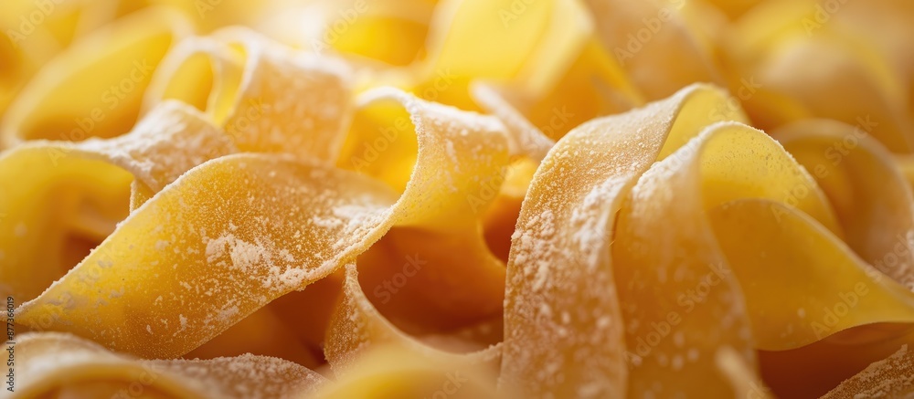 Poster close up image of uncooked trivelle pasta for a background with a selective focus showing ample copy