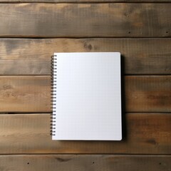 Blank notebook on wooden background, top view. Space for text