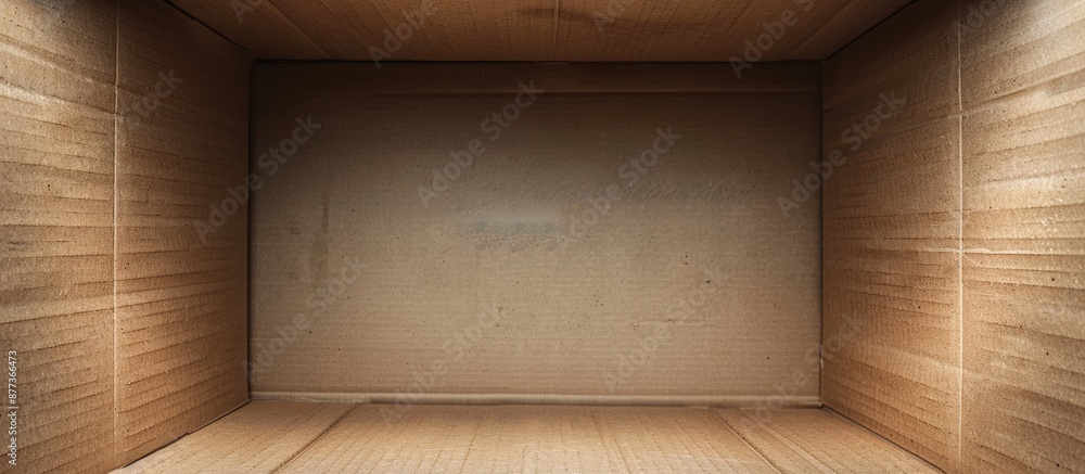 Aufkleber empty inside a flat isolated brown cardboard carton box with unoccupied copy space image