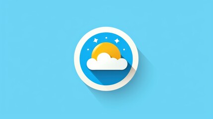 Obraz premium Sun and cloud icon, flat design, long shadow, vector illustration.