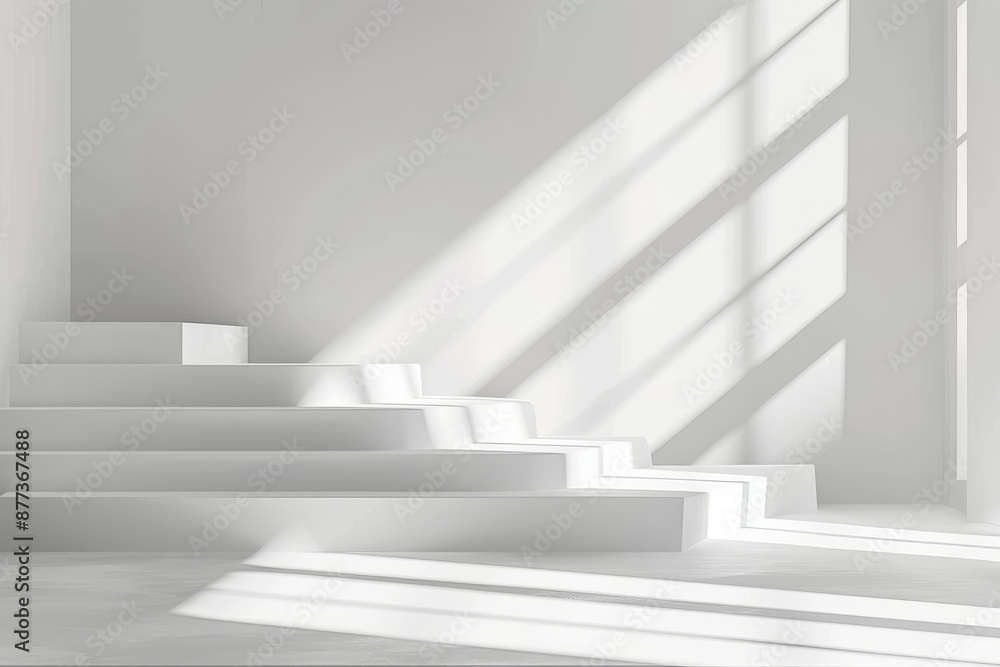 Aufkleber white abstract background for product presentation. empty room with shadowed window. product display