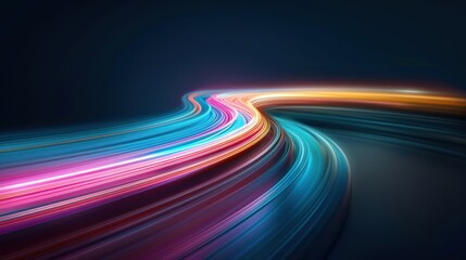 abstract background with blurred light curved lines in blue and pink colors