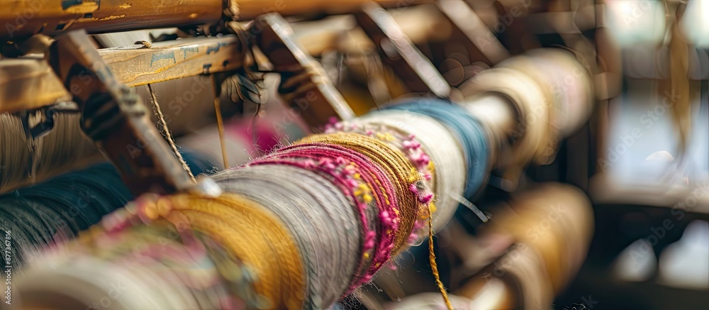 Poster creating thread for weaving purposes with a copy space image