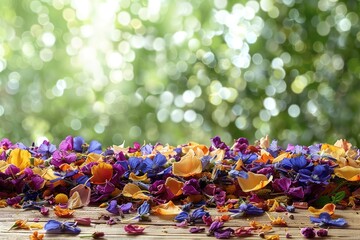 Fototapeta premium dried flowers on the wood table professional photography