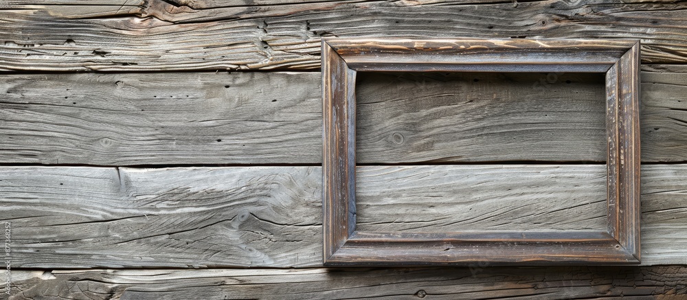 Aufkleber a rustic wooden frame handmade with white space for text rests against a wood backdrop in the copy s