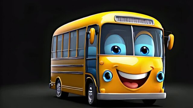 school bus. a cartoon characters with happy faces funny bus