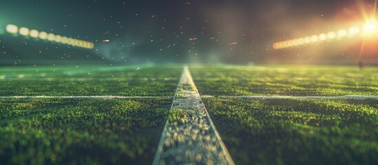 An American Football field is shown with a Yard Line extending into the distance creating a visually appealing copy space image