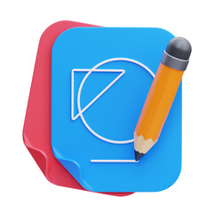 PNG 3D Sketch icon isolated on a white background
