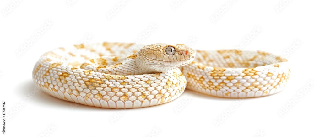 Poster A white background highlights the unique features of the Albino Pacific Gopher Snake or Coast Gopher Snake scientifically known as Pituophis catenifer annectans applegate with copy space image