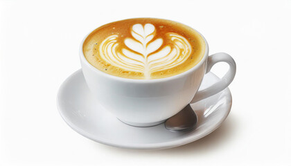 Cup of coffee latte isolated on white backgroud with clipping path