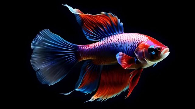 a pet animal betta fish on black background