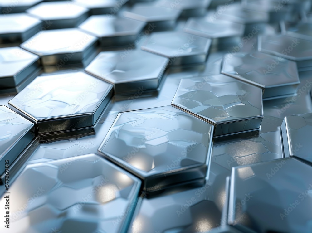 Poster angular hexagonal surface on a 3d background. illustration of a futuristic surface in 3d.